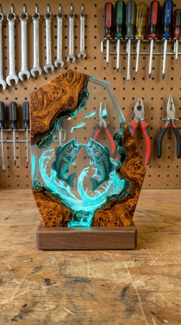 Sharon's Fishing Resin Lamp